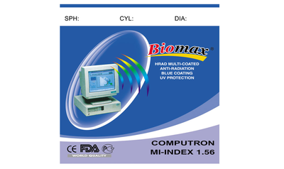 Комп'ютерна полімерна лінза BIOMAX (блакитний відблиск) Ind. 1,56 Ø70 (+0,00 / +6.00)