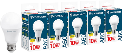 Светодиодная лампа Enerlight A60 10W 3000K E27 (A60E2710SMDWFRR) 5 шт