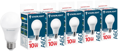Светодиодная лампа Enerlight A60 10W 4100K E27 (A60E2710SMDNFRR) 5 шт