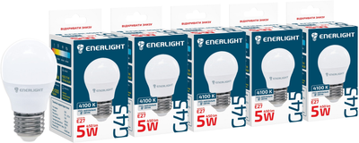 Світлодіодна лампа Enerlight G45 5W 4100K E27 (G45E275SMDNFRR) 5 шт