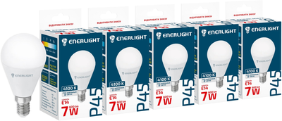 Светодиодная лампа Enerlight P45 7Вт 4100K E14 (P45E147SMDNFRR) 5 шт