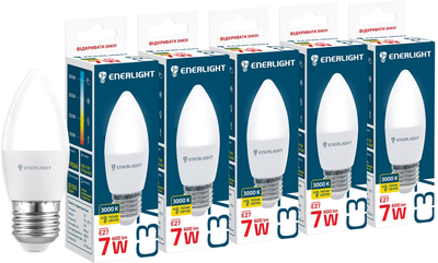Светодиодная лампа Enerlight С37 7Вт 3000K E27 (C37E277SMDWFRR) 5 шт