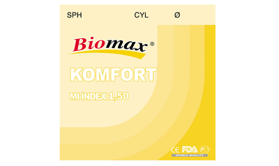 Полімерна лінза BIOMAX антифара з покриттям антивідблиску. Ind 1,56 Ø70 (±0,0 / ±6,0)