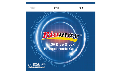 Полімер-фотохромна лінза BIOMAX BLUEBLOCK (сіра) Ind. 1,56 Ø70 (-6,5/-8,0)