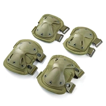 Комплект защиты тактические наколенники и налокотники F001 олива зеленые