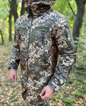 Куртка тактическая Softshell Пиксель ММ14 демисезонная флисовая куртка для военных софтшел M