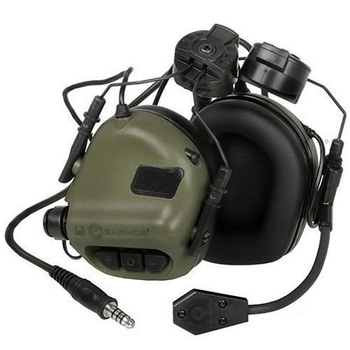 Активные наушники на шлем каску с микрофоном гарнитурой Opsmen Earmor M32H Олива (150250)