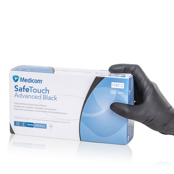 Перчатки нитриловые Medicom S черные 5 г плотные (100 шт/уп)