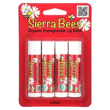 Набір бальзамів для губ Sierra Bees органічні 4 шт в упаковці, гранат