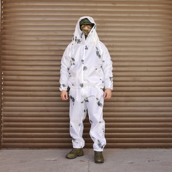 Тактичний зимовий маскувальний водонепронекний костюм, Маскхалат "Клякса" білий камуфляж для ЗСУ
