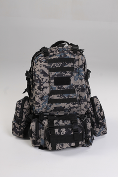 Військовий тактичний рюкзак Yakeda 50-60л Піксель чорний