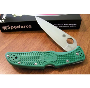 Ніж складаний кишеньковий з фіксацією Back Lock Spyderco C10FPGR Endura 4 FRN Flat Ground 222 мм, Green