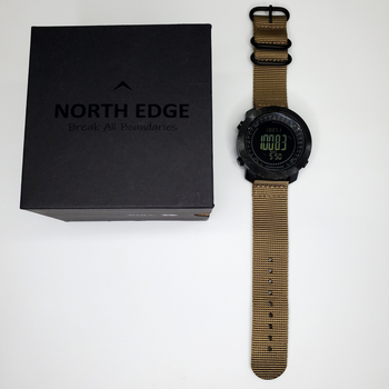 Тактические водостойкие часы North Edge APACHE оливковые с компасом