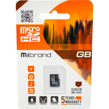 Карта памяти Mibrand microSDXC 128 GB Class 10 UHS-I U3 + SD-адаптер (MICDHU3/128GB-A)