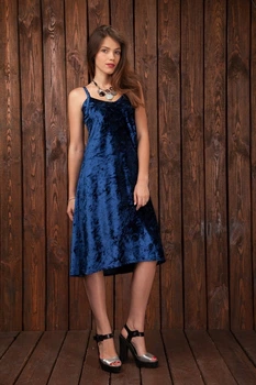 Платье EleTonWear бархатное синее ULTRAMARINE L (02.003 um)