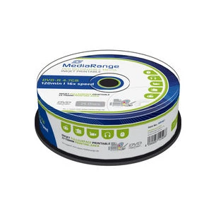 Диск MediaRange DVD-R 4.7 Гб 16X 120 min inkjet fullsurface printable 25 шт (4260057125088)