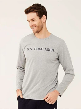 Пижамный лонгслив мужской хлопковый U.S. Polo Assn 18467 XL Серый (8680557329810)