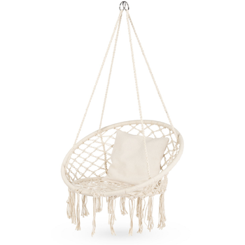 Садовая подвесная качель с бахромой Boho Outtec до 150 кг XXL бежевый