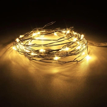 Светодиодная гирлянда нить LTL длина 2м 20led на батарейках золотая теплая Warm Gold