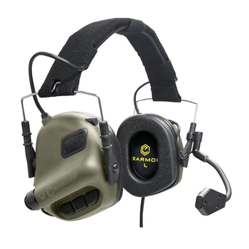 Активные наушники тактические Earmor M32 mod3 Зеленый NRR 22 IPX-5 защитные c микрофоном и автоотключением