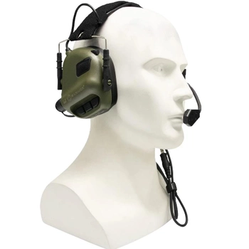 Активні тактичні навушники Earmor M32 mod3 Зелений NRR 22 IPX-5 захисні з мікрофоном і автовідключенням