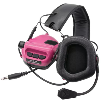 Активні тактичні навушники Earmor M32 mod3 Рожевий NRR 22 IPX-5 захисні з мікрофоном і автовідключенням