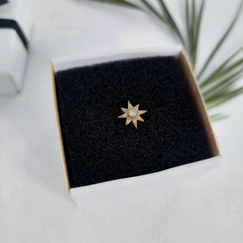 Серьга штанга для хряща, хеликса, трагуса, козелка DeKolie MK1197-13 золотой