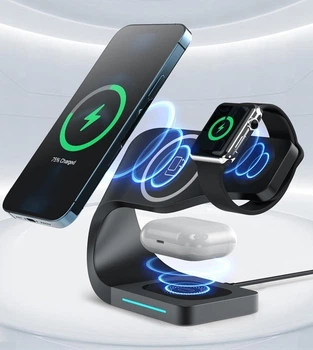 Док-станція Proda 4в1 Magnetic Wireless Charger для iPhone 14/13/12/Apple Watch/AirPods black