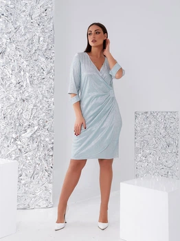 Ошатне блискуче плаття люрекс Khan блакитний 50 XL