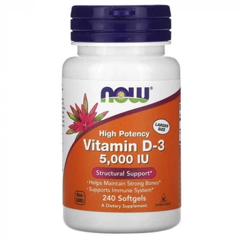 Витамины NOW Foods Vitamin D3 5000 IU 240 капсул (454438)