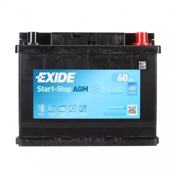 Автомобильный аккумулятор Exide AGM 60Ah 680EN (-/+) (EK600) (680EN) (д242*ш175*в190) (EK600) CITROËN/PEUGEOT ; (мерседес) ауді