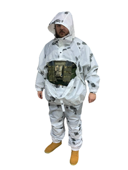 Военный дождевик костюм Белый, зимний маскировочный маскхалат Размер М 94-102 рост 167-185