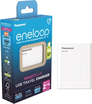 Ładowarka Panasonic USB in/out z funkcją Power Bank+4AA 2000 mAh (K-KJ87MCD40USB)