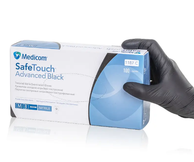 Рукавички нітрилові Medicom SafeTouch Advanced 5.0 M Чорні 100 шт