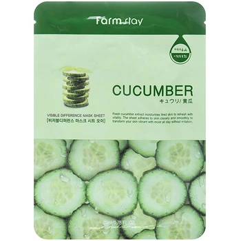 Тонізуюча тканинна маска для обличчя з огірковим екстрактом Farmstay Visible Difference Mask Sheet Cucumber 23 ml