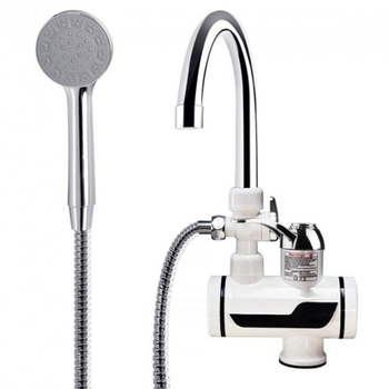 Электрический проточный водонагреватель с экраном и душем Instant Electric Heating Water Faucet FT-001 нижнее подключение