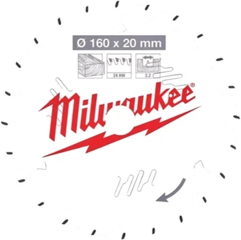 Диск пильный Milwaukee PFTE, Ø160х20х2.2 мм, 24 зуб. (4932471290)