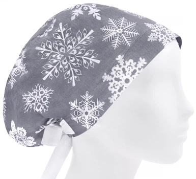 Медицинская шапочка женская HeadwearUniverse универсальная принт Снежинки зима