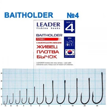 Крючок самоподсекающий Leader Baitholder BN № 4