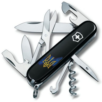 Складаний ніж Victorinox CLIMBER UKRAINE Тризуб Арт на фоні 1.3703.3_T1210u