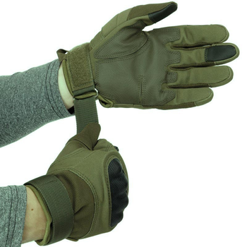 Сенсорные перчатки тактические военные-армейские OAKLEY полнопалые с защитой костяшек, боевые, с закрытыми пальцами XL Оливковый BC-8798