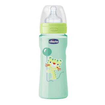 Пляшка пластикова Chicco Well-Being з силіконовою соскою 4м+ 330 мл М'ятна (20635.33)