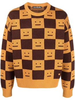 Свитер No Brand Face Maglia jacquard wool sweater Orange S