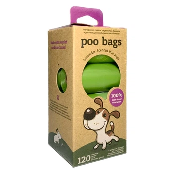Пакеты для уборки за собаками Poo Bags с ароматом лаванды 120шт (8 рулонов)
