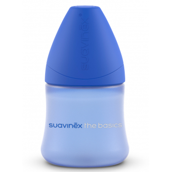 Пляшечка для годування Suavinex Basics 150мол, 2шт. кругла соска повільний потік, синя (307605/3)
