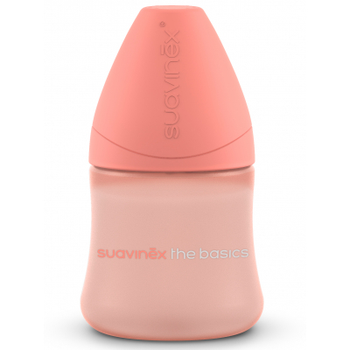 Пляшечка для годування Suavinex Basics 150мол, 2шт. кругла соска повільний потік, рожева (307605/2