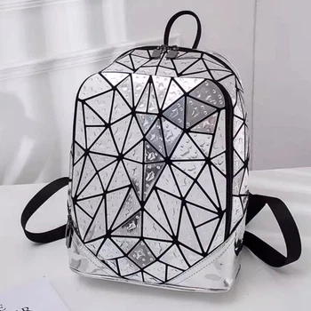 Женский рюкзак – Бао Бао блестящая Амина, Bao Bao Issey Miyake Серебряный (3053-1)