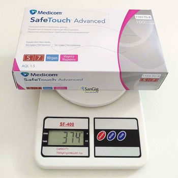 Перчатки нитриловые Medicom SafeTouch Advanced Magenta, плотность 3.7 г. - (розовые) 100шт S (6-7)