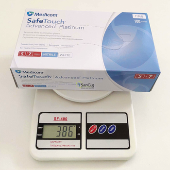 Рукавички нітрилові Medicom SafeTouch Platinum White, щільність 3.8 г. - білі (100 шт) S (6-7)