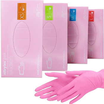 Нитриловые перчатки Nitrylex® Pink, плотность 3.5 г. - розовые (100 шт)